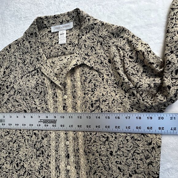 Vintage Jones New York Womens Silk Paisley Print Button Up Blouse Size 12 Beige - Picture 6 of 7